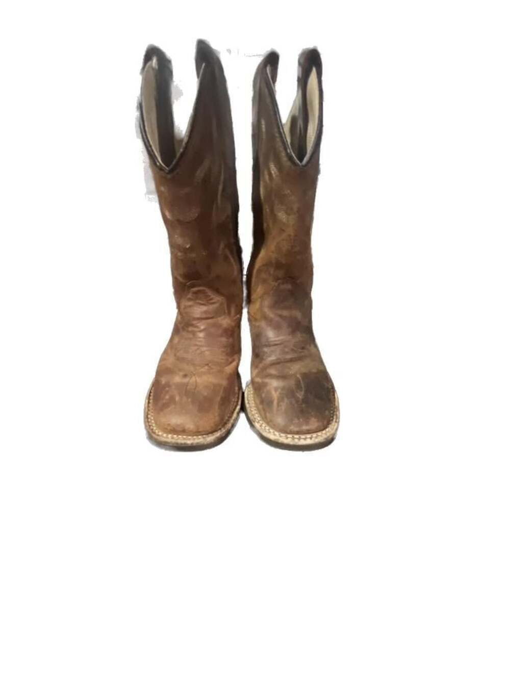 Cody James BBSC1904 Brown Leather Cowboy Boots Big Kids Size 9D